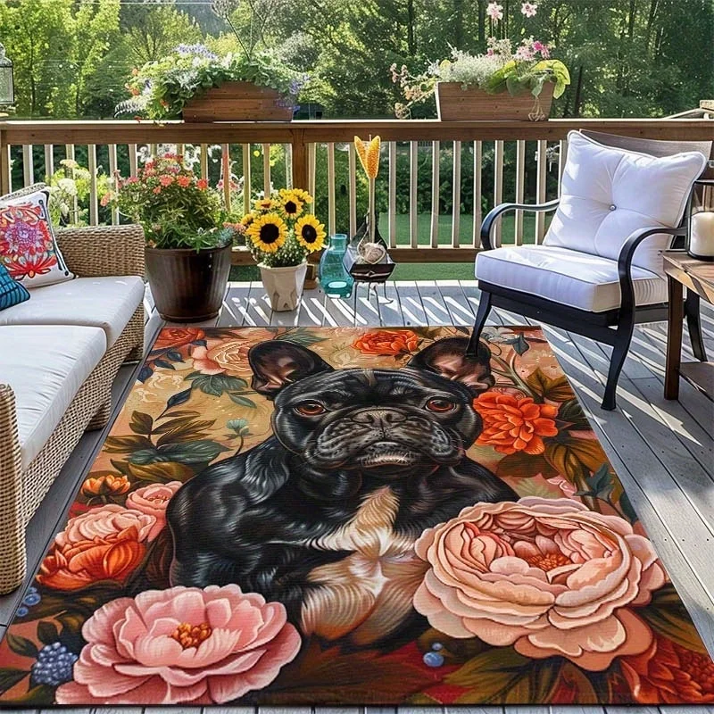 Multi-Color Retro Peony Wildflower Vine Light Base Print Large Area Rug Soft Flannel Non Slip Floor Carpet for Living Room