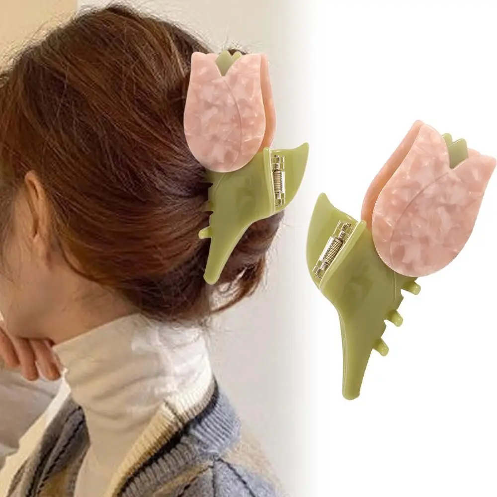 Pince à Cheveux en Forme de Fleur d'Acide Acétique, Barrettes de Tulipe, Requin en Acétate, Porte-Queue de Cheval, Accessoires pour Femme