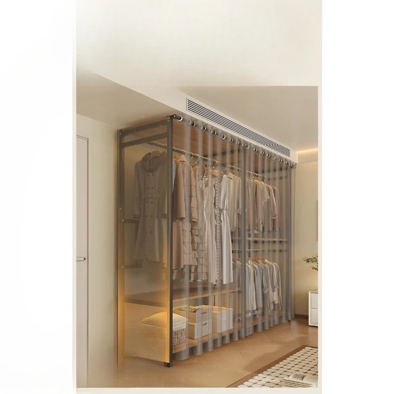 Metal wardrobe home bedroom rental room full steel frame fully enclosed free combination