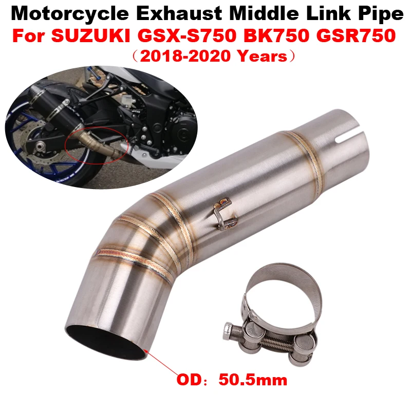 For SUZUKI GSX-S 750 BK750 GSR750 GSXS750 GSX S750 2018 - 2022 Motorcycle Exhaust System Mid Link Pipe Connecting 51mm Muffler