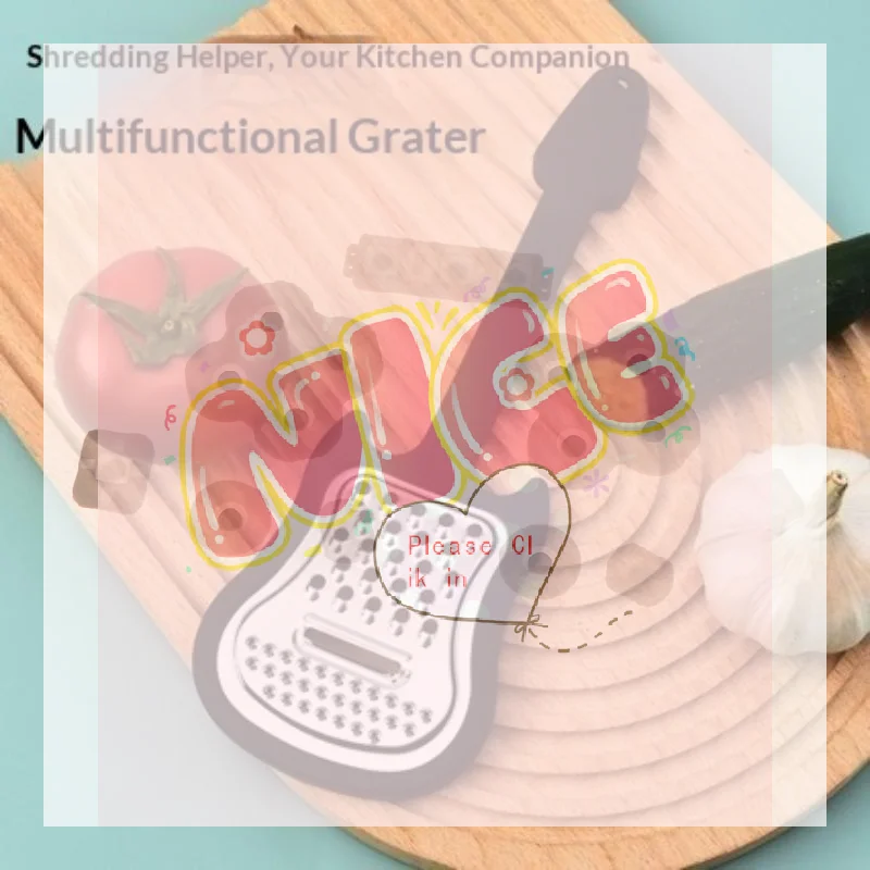 【BA】Guitar Shaped Multifunctional Vegetable Grater Stainless Steel Blade Non Slip Handle For Cheese Garlic Cucumber Shredding