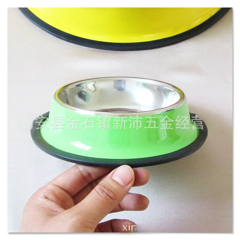 Stainless steel bowl pet supplies color paint feeding bowl Pet Bowl non-slip splash bowl cat bowl dog basin wholesale For cat