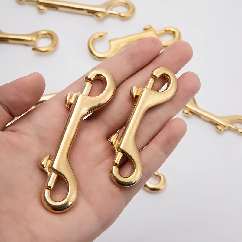 WUTA 100% Brass Double Ended Snap Hooks Bolts Trigger Clip Leather Strap Lobster Hook Heavy Duty Luggage Pet Rope High Strength