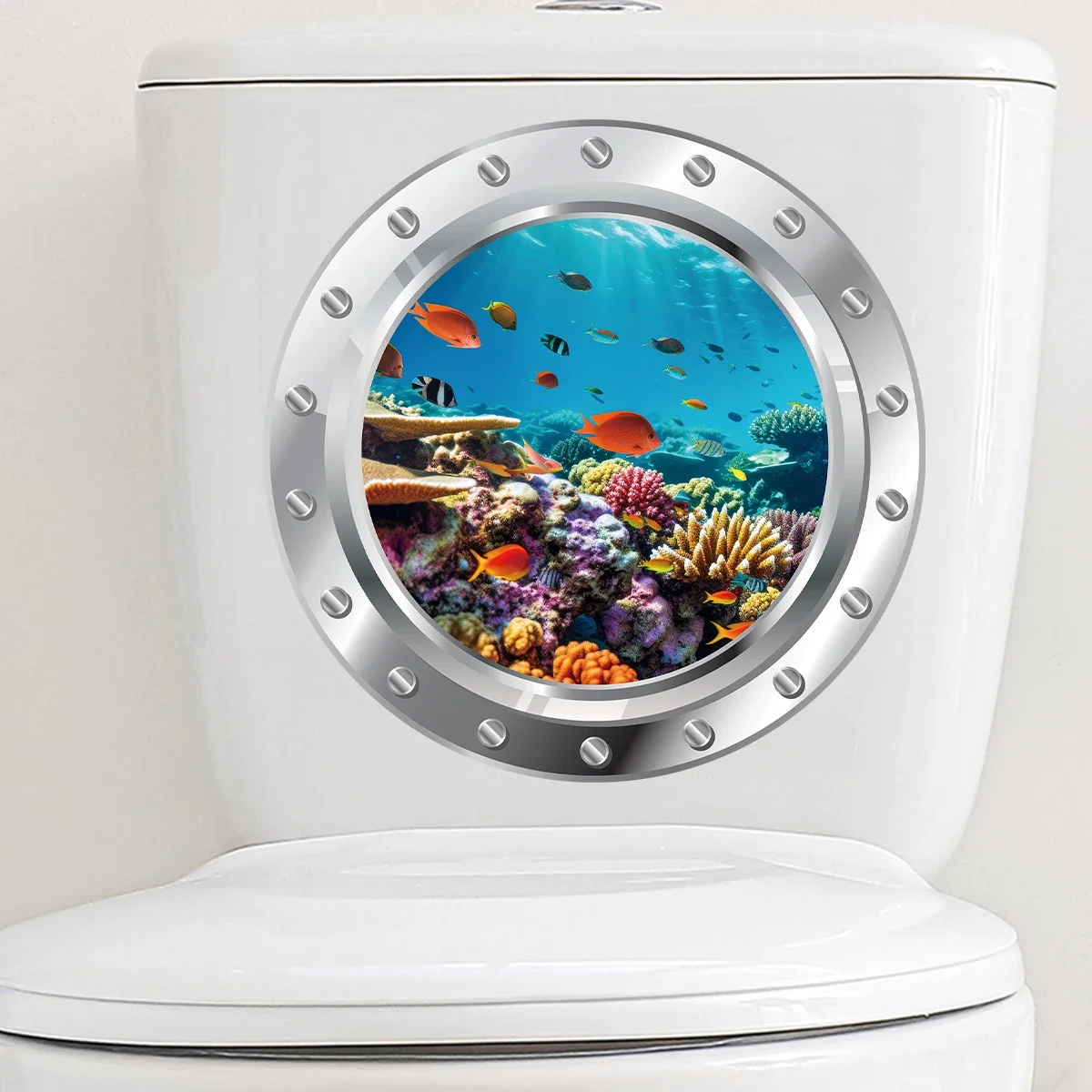 Watercolor Cute Marine Animal Furniture Stickers for Wall Bathtub Washing Machine Decoration for Bedroom Living Room Wall Decals