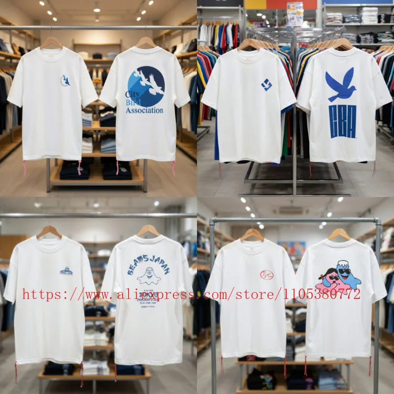 2026 New Arrival Beams Men's Clothing T-Shirt Letter Logo Graphic Print Loose Fit  Casual Streetwear Top Fast Delivery
