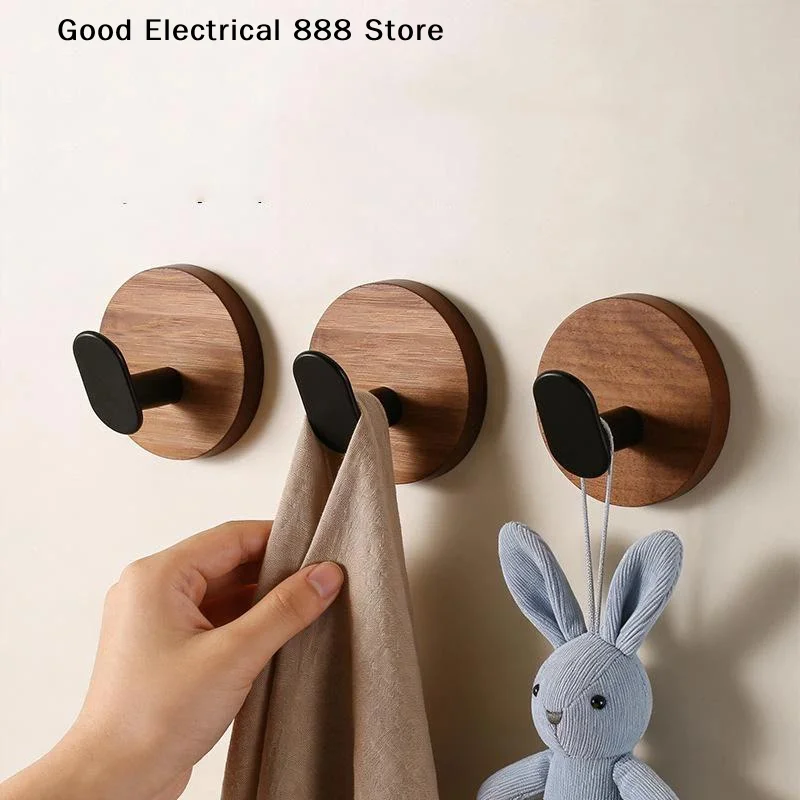 【G】Self Adhesive Wooden Wall Hooks Modern Coat Hooks Natural Wood For Hanging Hats Towels Robe Clothes Keys Bags