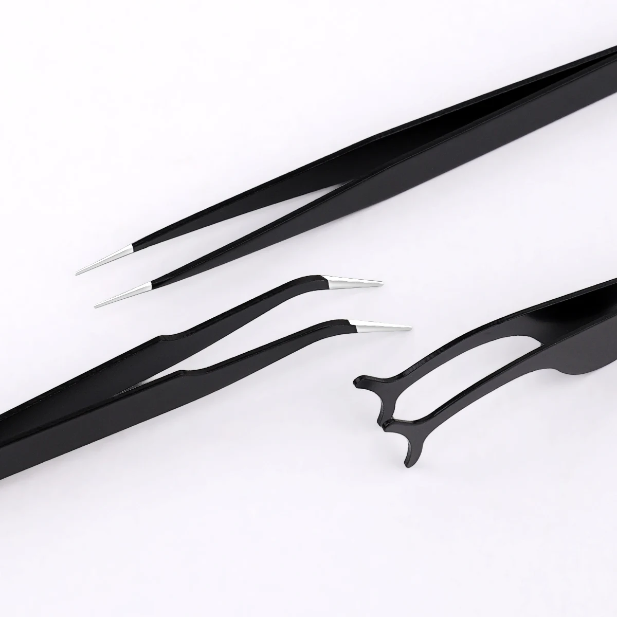 3 個の多機能ステンレス鋼まつげピンセット、高精度、頑丈で耐久性のあるまつげツール