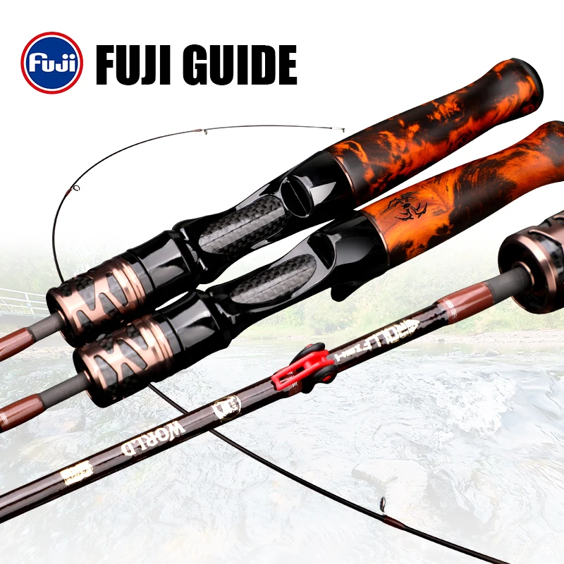 ROLLFISH Angelrute mit Massivholzgriff, UL Forellen-Angelrute aus Kohlefaser, Spinning- und Casting-Rute, Superweiche Angelrute 1,38-1,8m, Schnelle Aktion – Detail 2