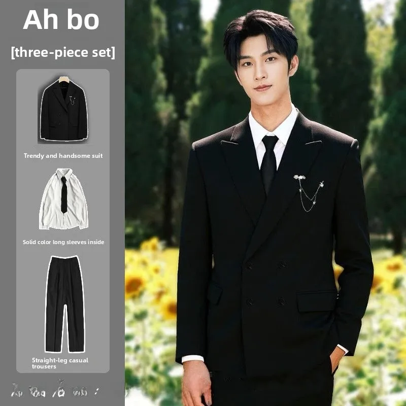 

Мужской двубортный костюм Ele: роскошный комплект для свадьбы, деловых встреч и торжественных мероприятий