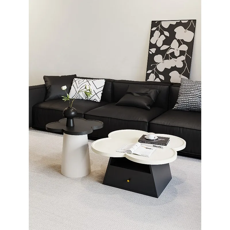 

Новинка 2025 года, минималистичный чайный столик для маленькой квартиры, гостиной, домашнего света, роскошный высококачественный чайный столик с кремовым ветром и четырьмя лепестками клевера