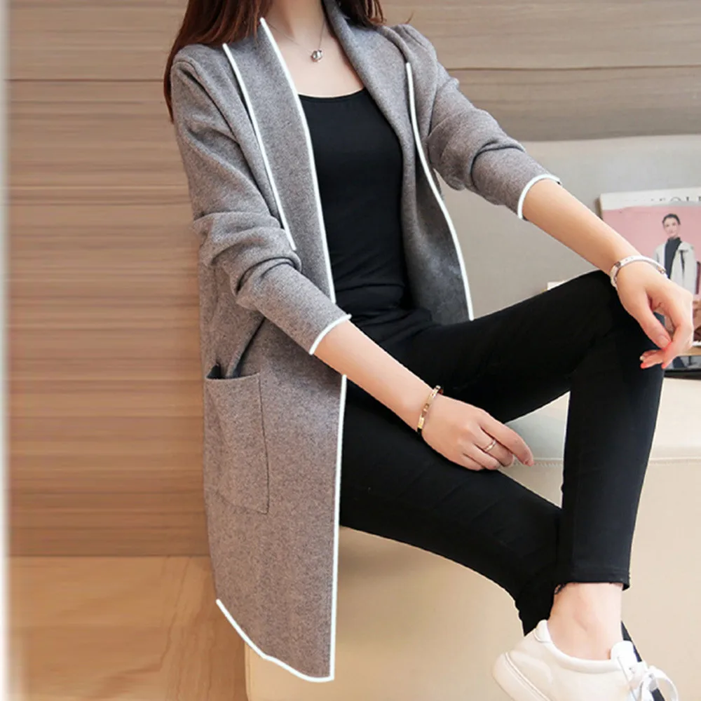 Women\'s Autumn Winter Cardigan Loose Elegant Windbreaker Sweater Long Coat Fashion Velvet Female Casual Oversized Jacket Tops