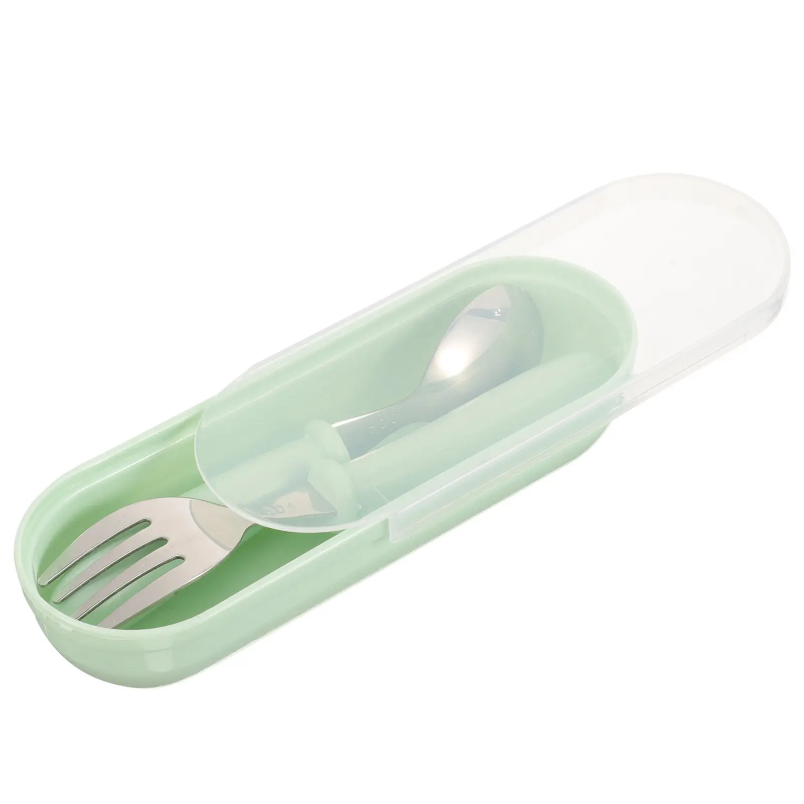 1Set Spoon Fork Set Food Grade Stainless Steel and PP Safe Lightweight Compact for