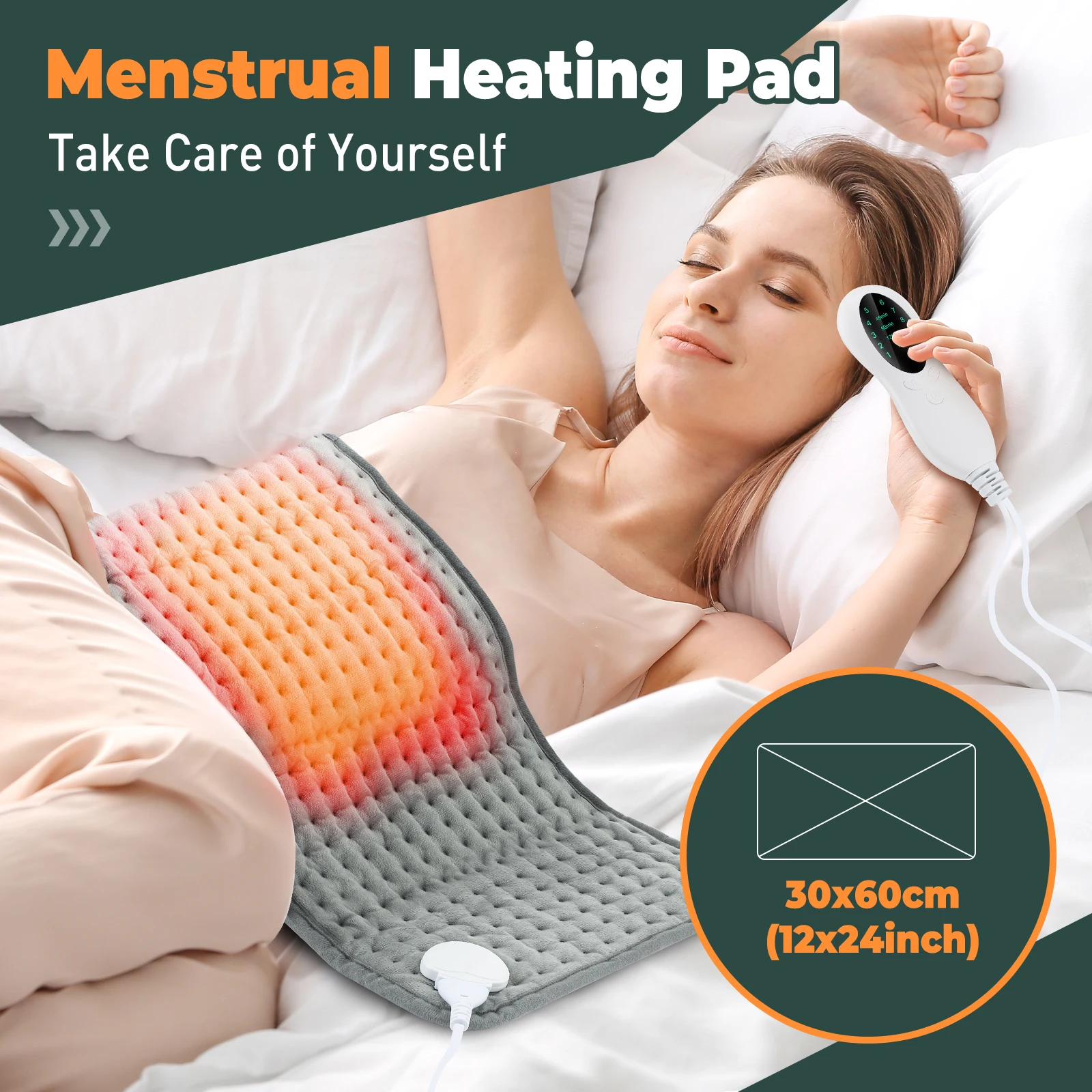 30*60CM Electric Heating Pad Timed Temperature Control Heated Blanket for Back Neck Shoulder Home Office  Warm Winter US Plug
