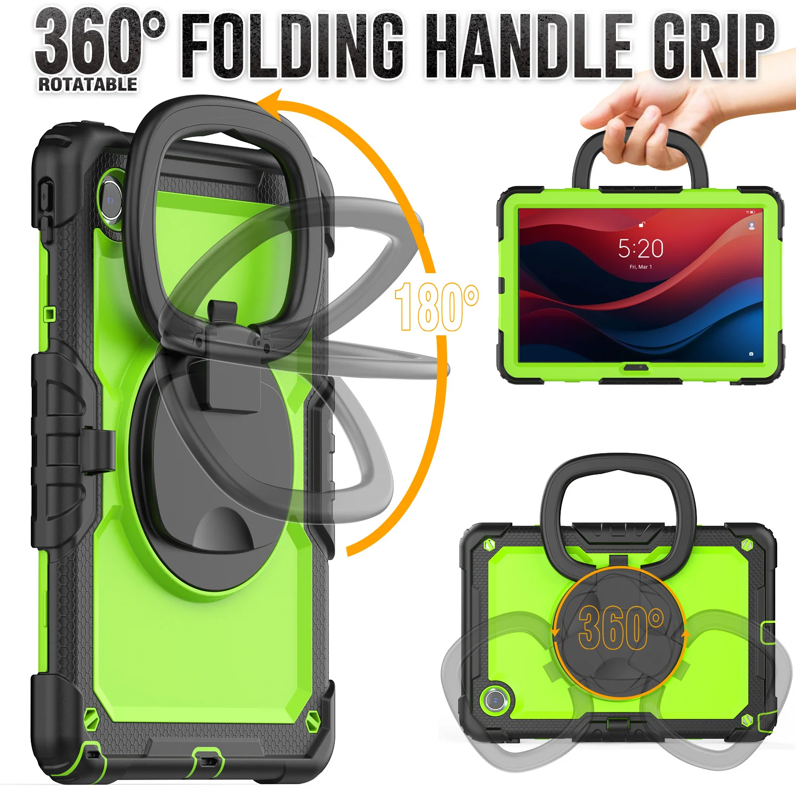 360 Rotating Case For Lenovo Tab M11 K11 TB330FU TB331FC 11.0 inch Xiaoxin Pad 2024 Heavy Duty Cover Shockproof With Handle Grip