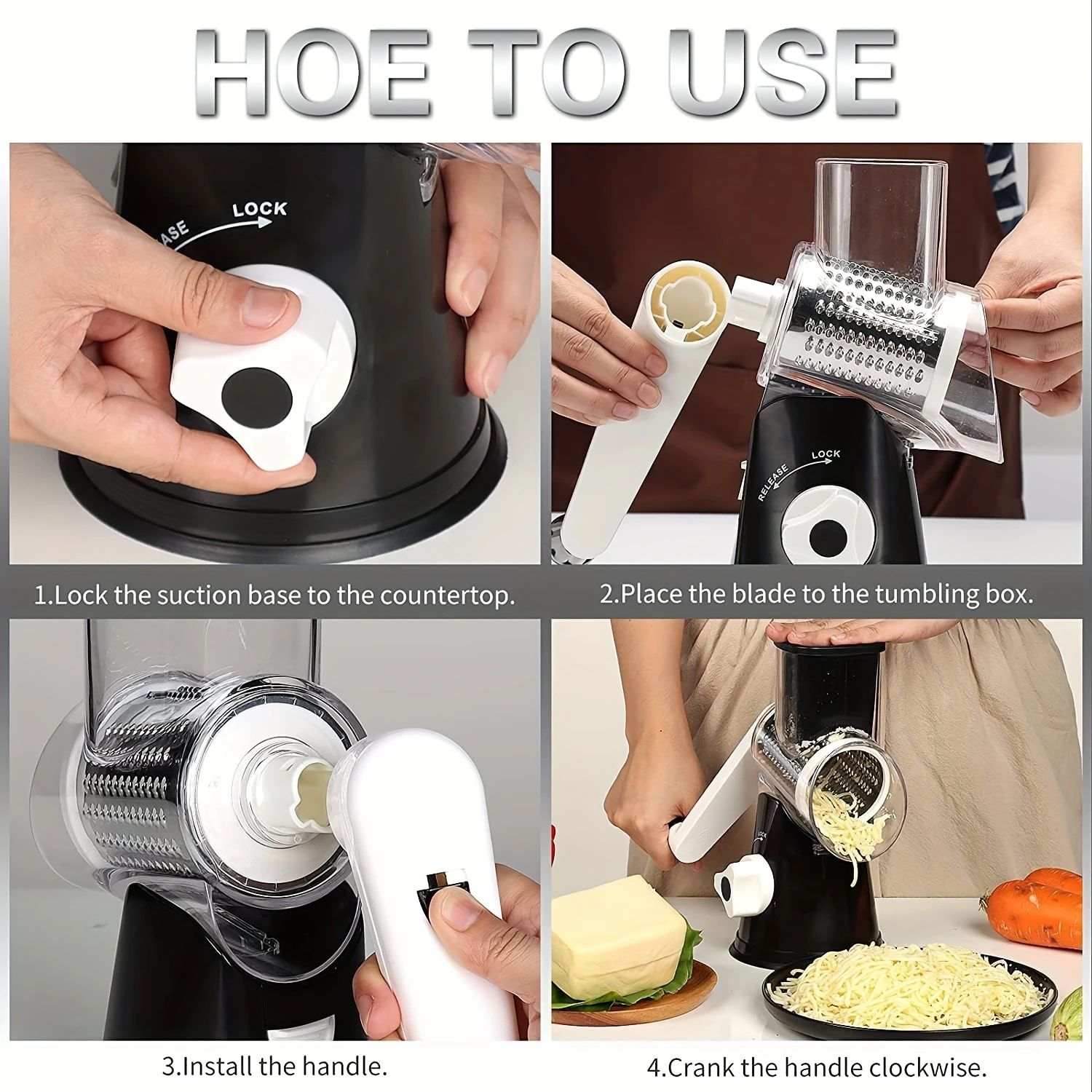 Versatile Manual Vegetable Slicer & Cheese Grater - Stainless Steel Blade, Hand-Operated Kitchen Gadget For Easy Prep