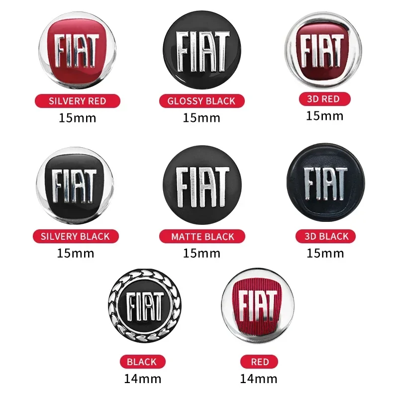14mm/15mm Car Remote Key Aluminum Logo Sticker For Fiat Abarth 500 124 Tipo FR Panda Punto Doblo Pulse Stilo Palio Pondo Strada