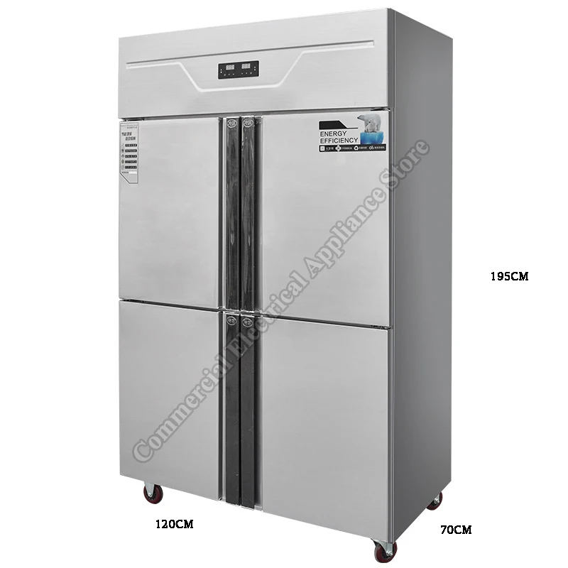 Four-Door Commercial Refrigerator With Dual-Temperature Zones Vertical Design For Kitchen Use Four-Door Freezer