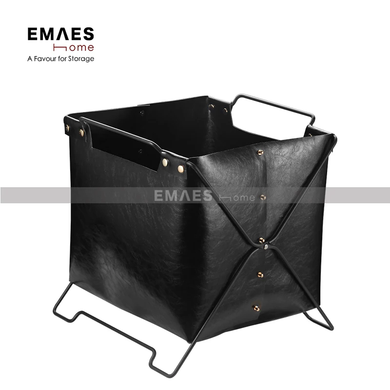 

Multifunctional stackable leather storage basket household storage rack for clothes toys small things