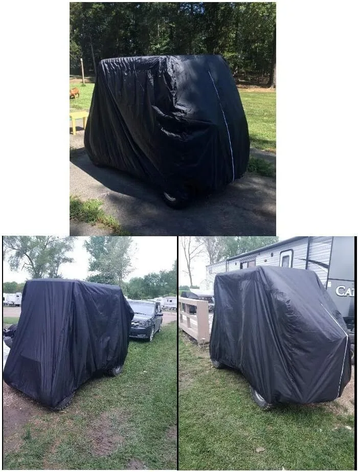 Universal 210D Polyester Waterproof Golf Cart Cover 2/4 Passenger Outdoor Dustproof All-Season UV Protection Cover With Zipper