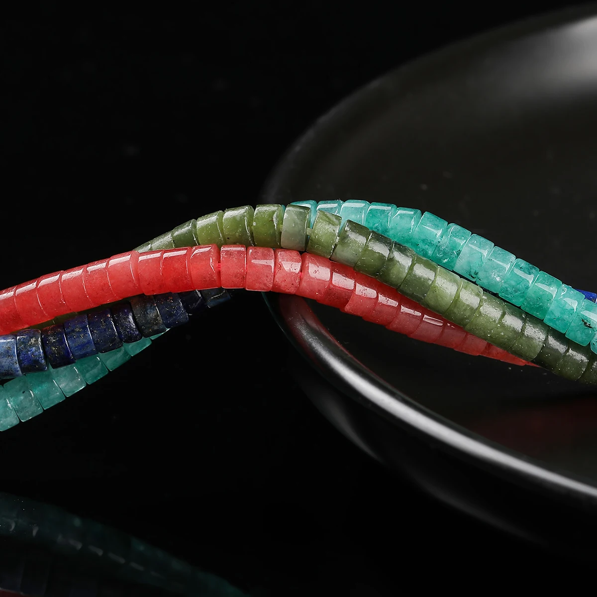 4*2mm Naturstein-Scheibenperlen, rosa Quarz, Jaspis, Jade, flache lose Spacer-Heishi-Perlen für die Schmuckherstellung, DIY-Armband, Halskette – Detail 3