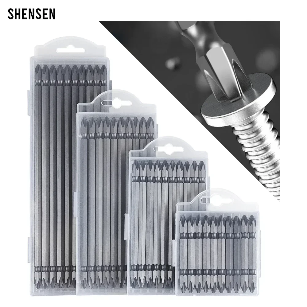 

10Pcs 65-200mm Double-End Screwdriver Head Bits S2 Steel Ph2 Cross Bit High Hardness Strong Magnetic Torque Batch Head Sets