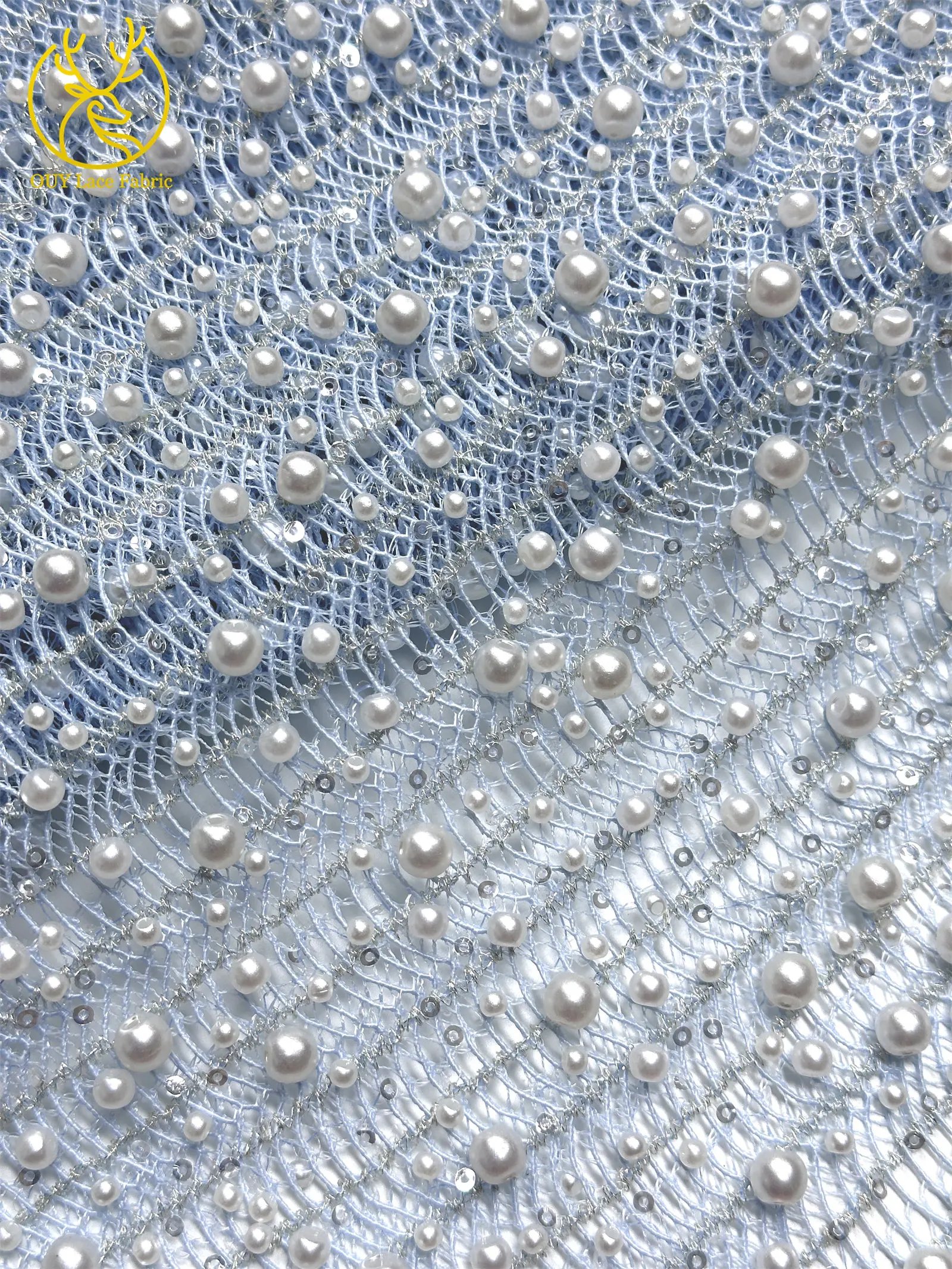 Neues Design Afrikanischer Großer Perlen-Spitzenstoff 2026 Nigerianischer Perlen-Pailletten-Spitzenstoff für Abendkleider Nähen 5 Yards – Detail 28