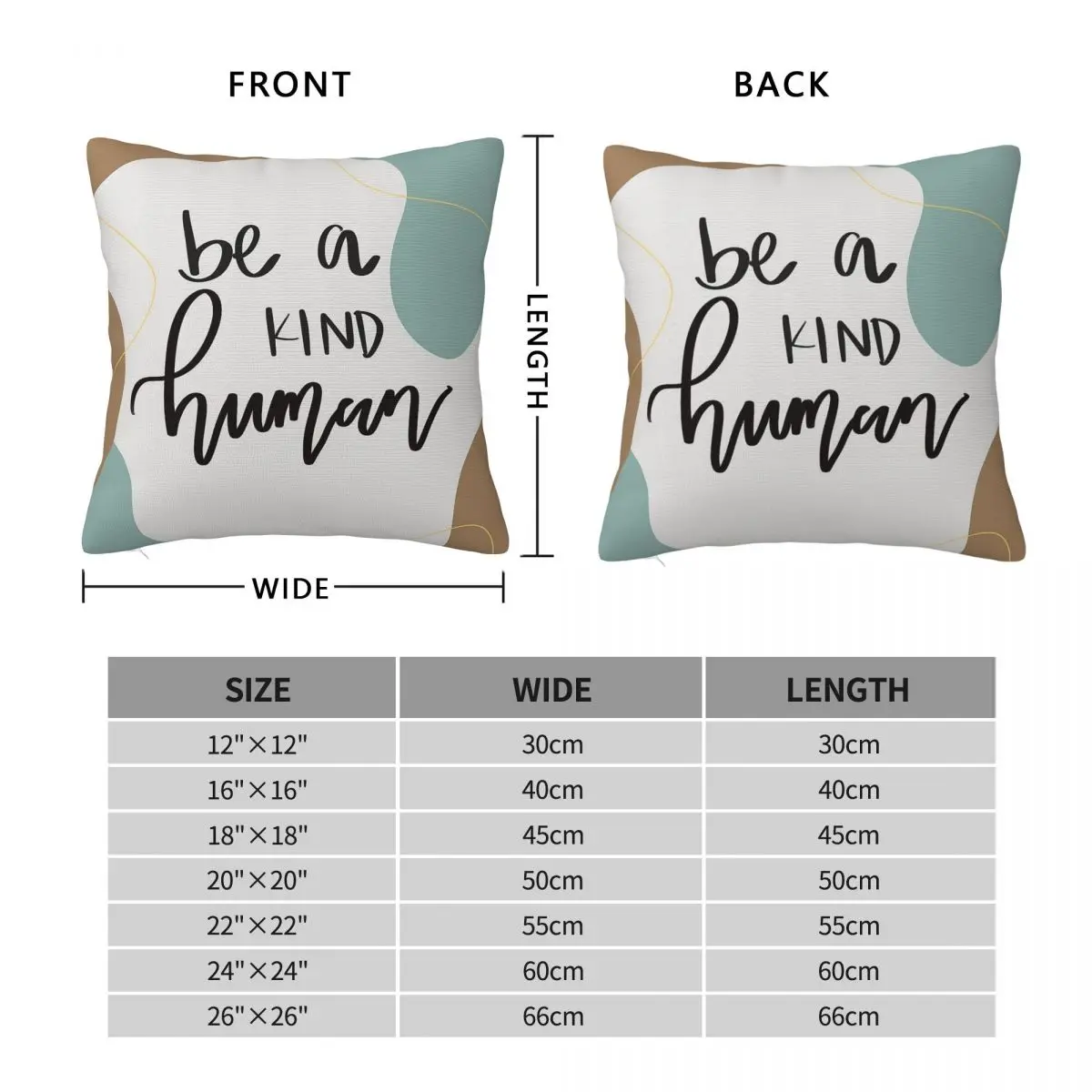 Be A Kind Human Square Pillowcase Polyester Linen Velvet Pattern Zip Decorative Throw Pillow Case Home Cushion Cover 18