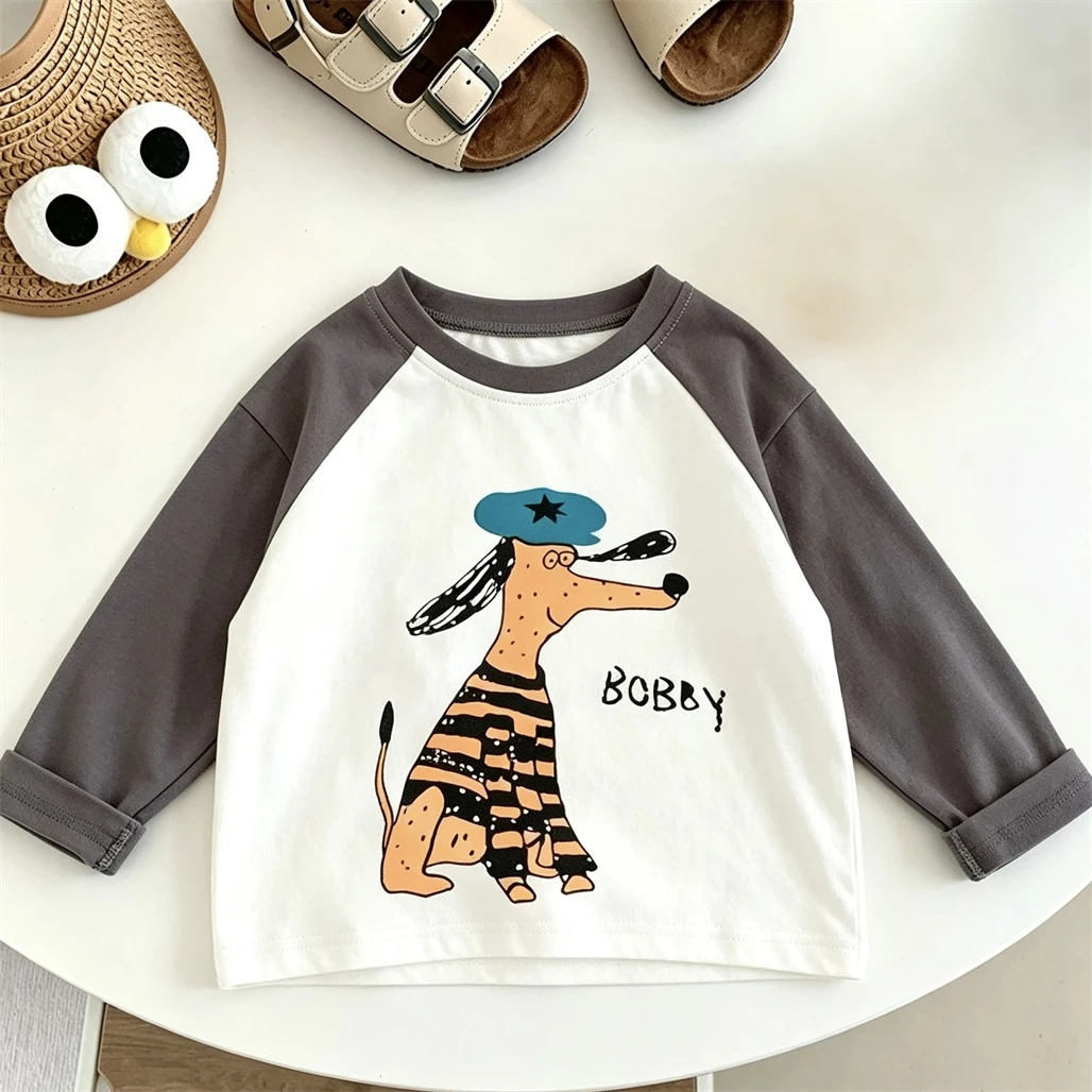 Kids Printing Tees Casual Loose Summer Clothing For 2-7Years Old Child Simple Round Neck Pullovers Simple Versatile TShirt