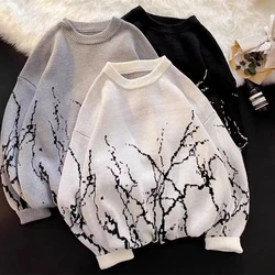 American PUNK Y2K Sweaters Men's Vintage Harajuku Oversized Tops Fashion Pullover Streetwear Gothic Print Black Sweater Couples