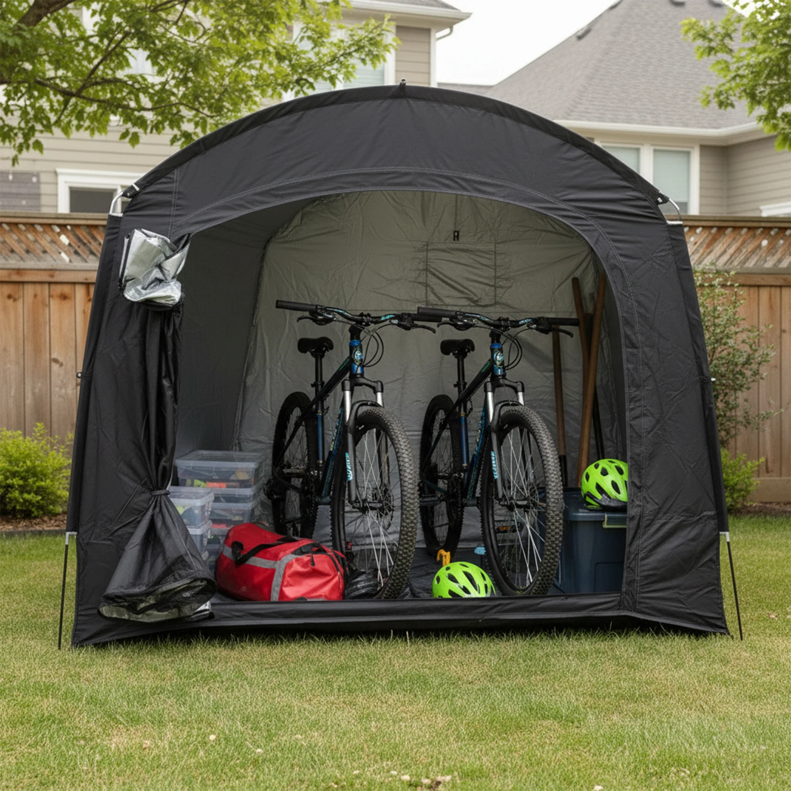 1 Pack Large Fabric Bike Storage Tent, Vent Window Shelter for Household, Garden Lawn Bicycle Storage Shed for Bicycle Gear
