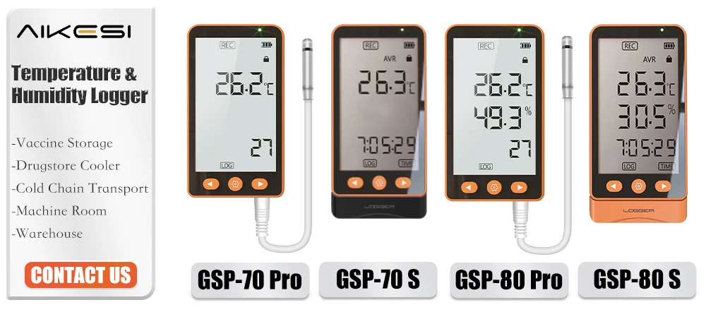 AIKESI GSP-80Pro Extended Probe USB Handheld Portable Split Dew Point Temperature and Humidity Data Logger Meter for Engineering