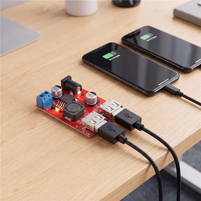 AB13-LM2596 LM2596S Dual USB DC-DC 9V 12V 24V 36V To 5V 3A Step Down Buck Converter Board Car Solar Power Supply Module