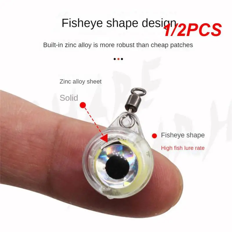 

1/2PCS Lure Lamp Ｍini Fishing Lure Trap Light Deep Drop Underwater Eye Shape Fishing Squid Bait Luminous LED Light 5 Colors