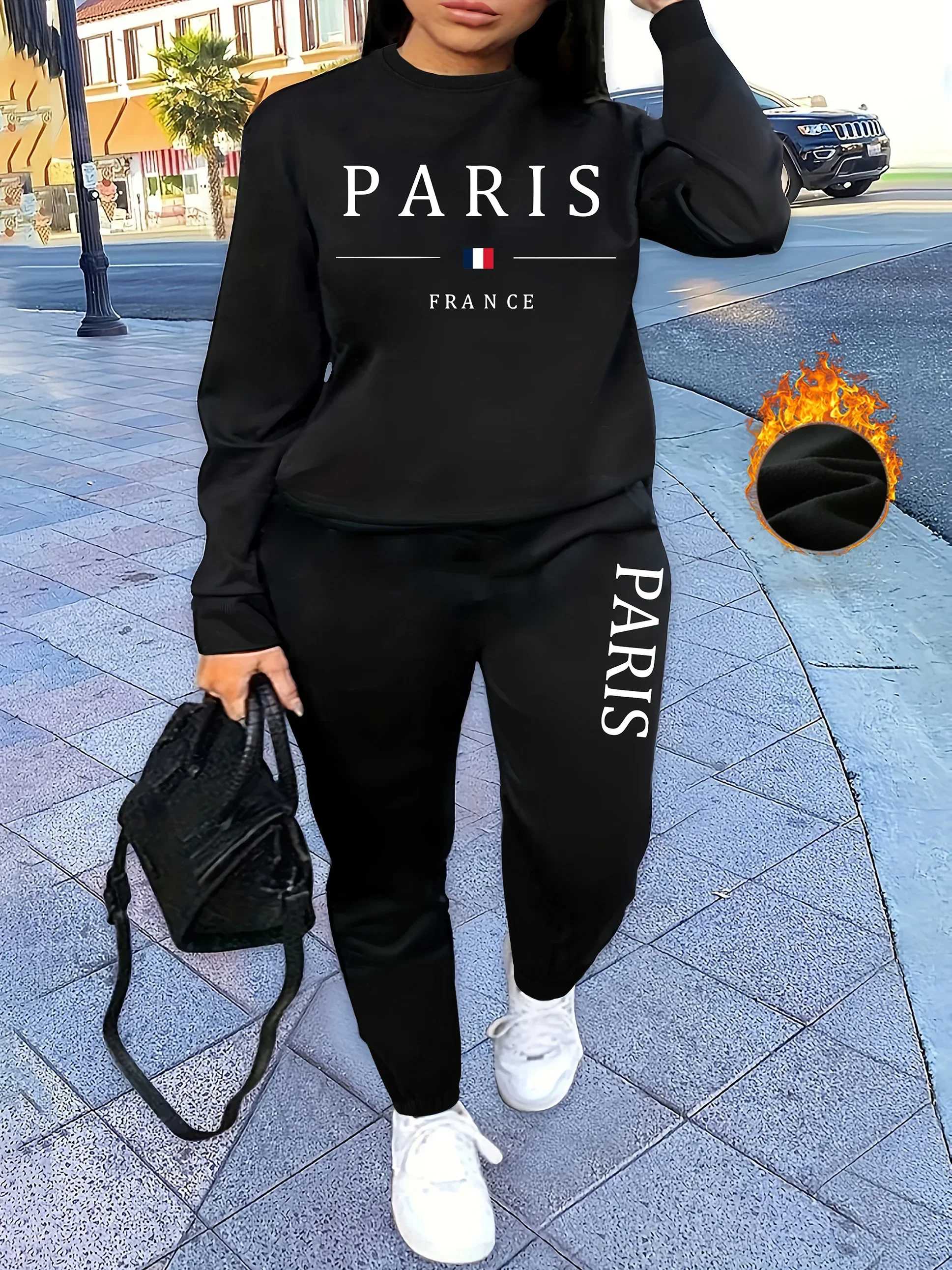 

Comfortable sports set two-piece hooded trendy printed men's and women's casual round neck jogging pullover fashionable style