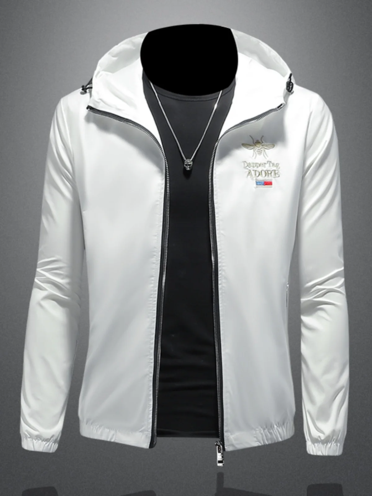 

Мужская куртка с капюшоном, облегающая, легкая, весенняя, новая, в корейском стиле, модная, брендовая, больших размеров, повседневная, тонкая модель