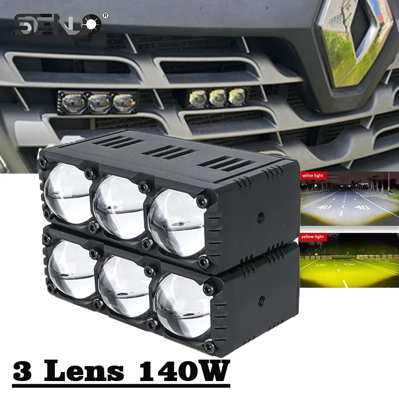 

Senlo Led Headlight Bumper Fog Lamps Projector 3 Lens Work Lights Mini Auxiliary Driving Light For Car Motorcycle Bar Spotlights