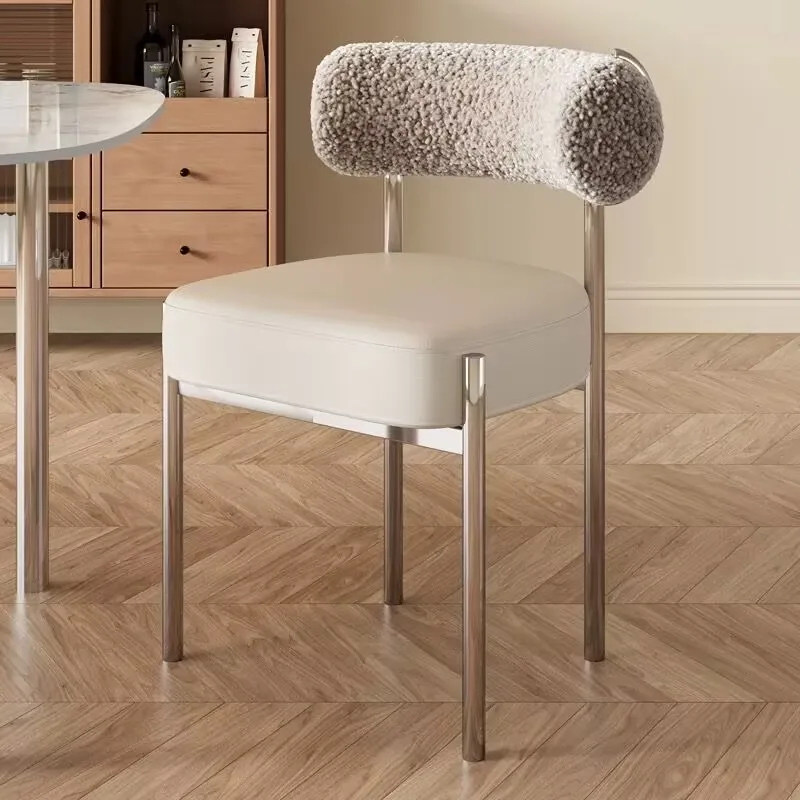 Living Room Chairs Microfiber Leather Chairs Luxury Dining Chairs Home Furniture Stainless Steel Chairs Modern Makeup Chairs Lei