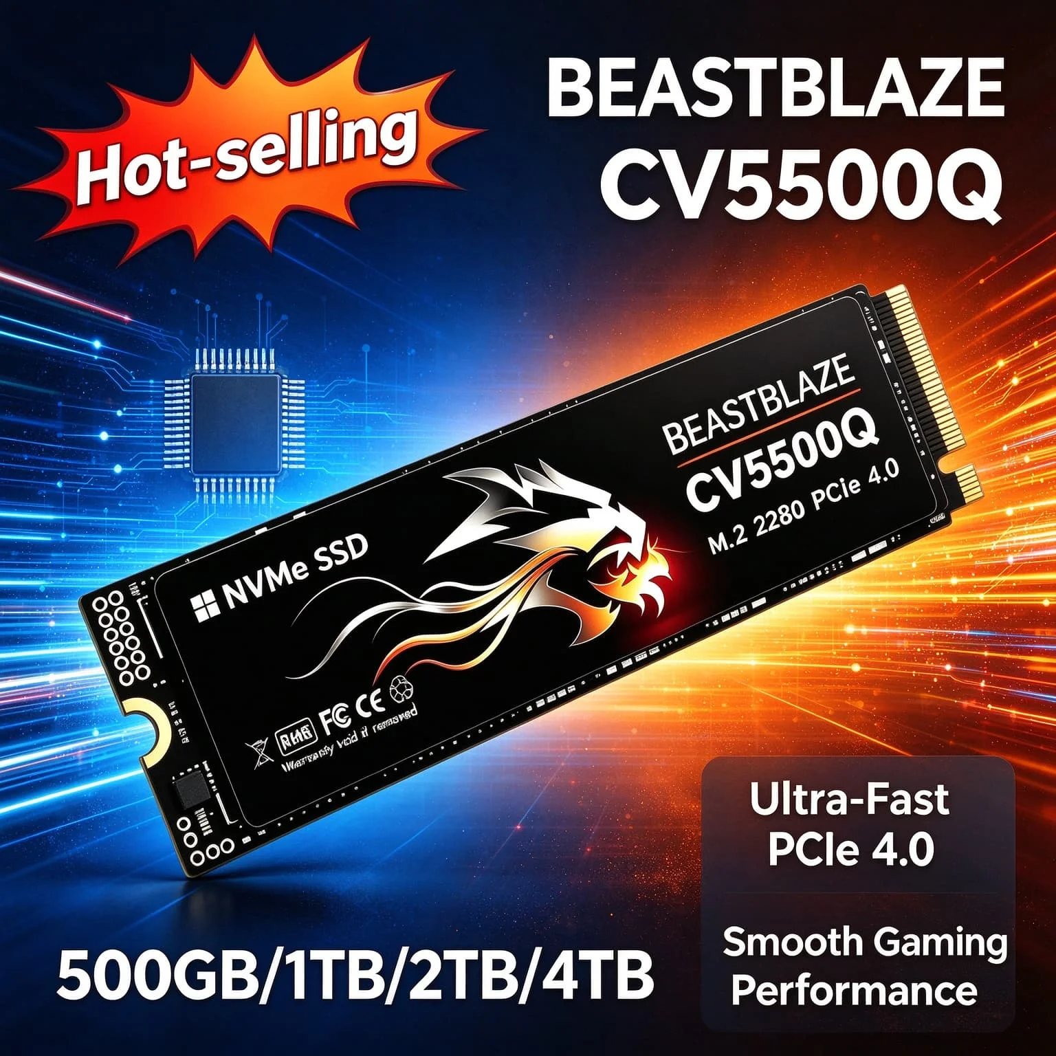 CV5500Q Prime Boost Quick Transfer Storage 4TB 500GB 1TB 2TB M.2 NVMe Inside Solid State Drive Gaming PC Laptop Desktop