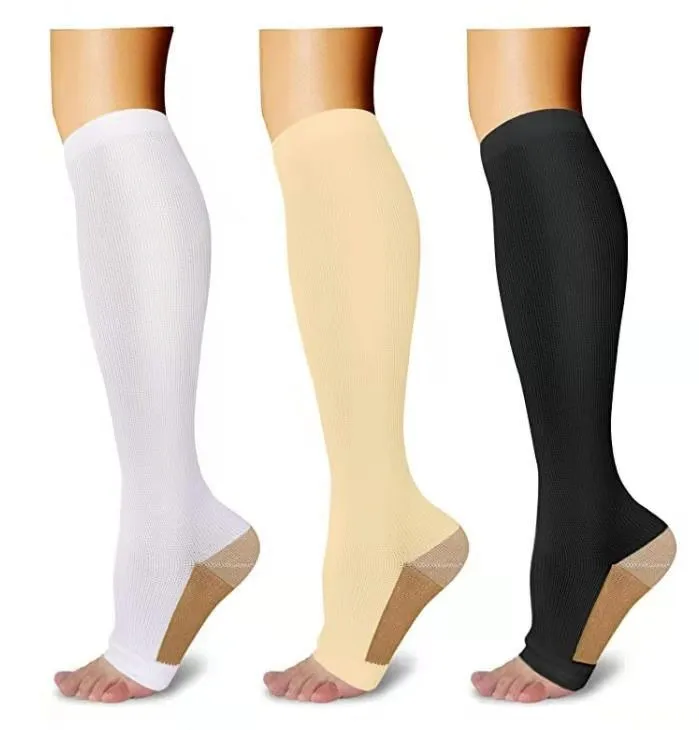 Compression Stockings Nurse Prevent Calf Varicose Veins Soreness Zipper Pressure Cycling Professional Leg Support Women Socks