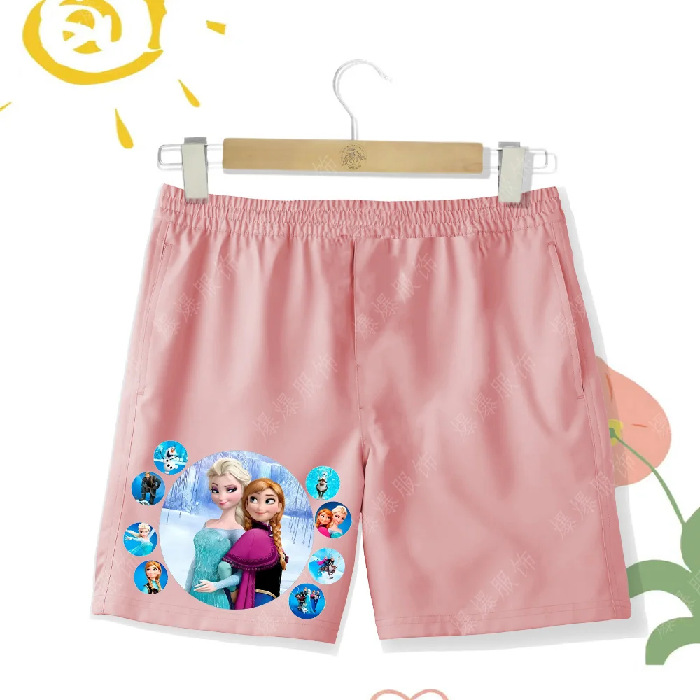 Princess Anna Slacks Summer Girls Shorts Frozen Princess Elsa Swimming Trunks Beach Shorts Cartoon Sweet print