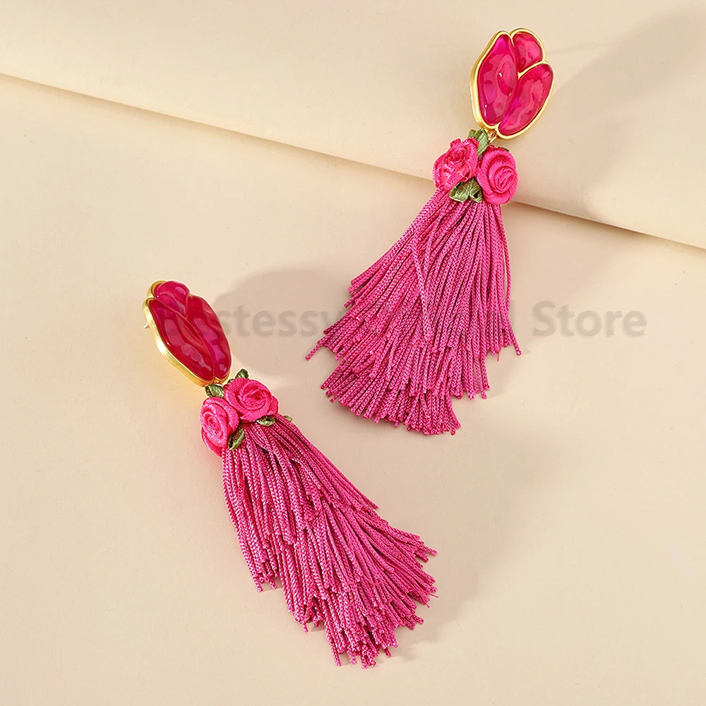 New Boho Vintage Ethnic Style Long Tassel Drop Earrings For Women Luxury Elegant Jewelry Holiday Popular Accessories Girl Gift