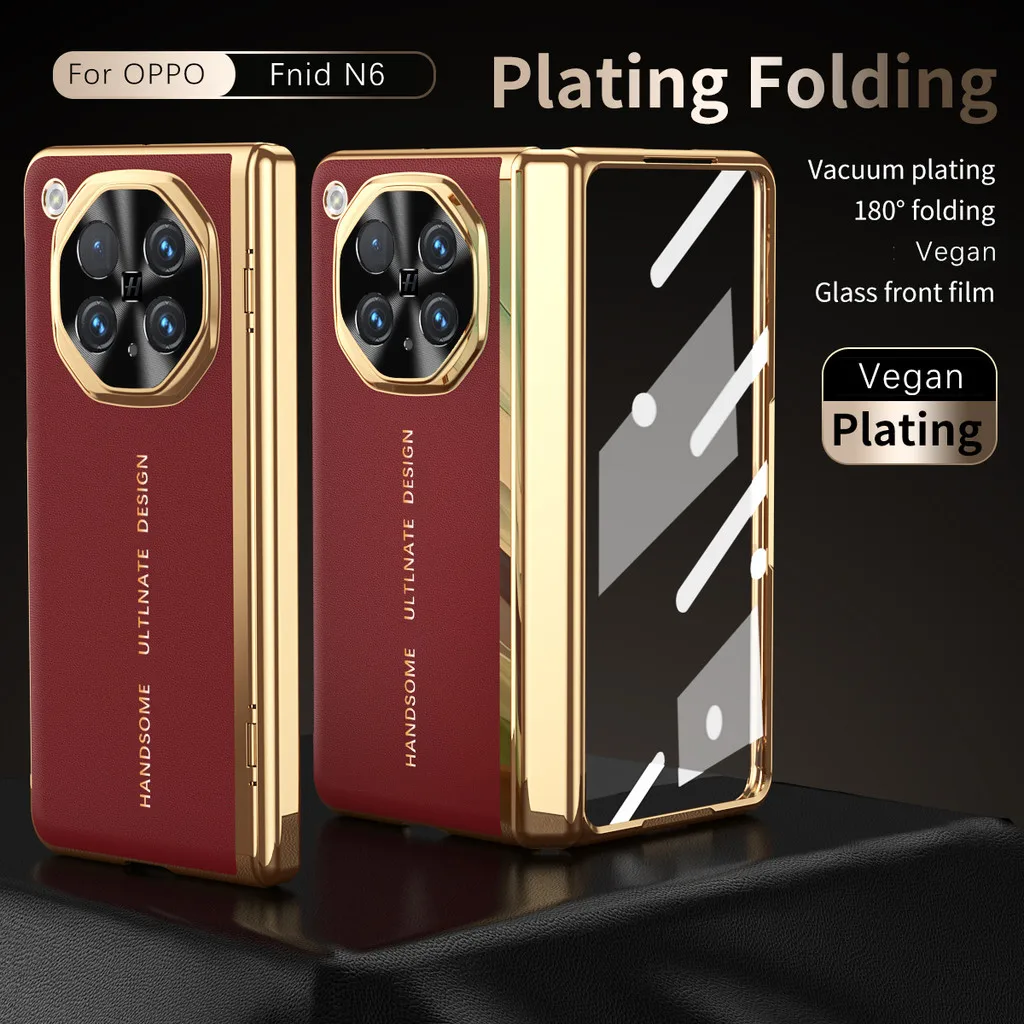 

Electroplated Leather Phone Case For OPPO Find N6 N3 Findn6 5G 360 ° All inclusive Folding Hinge Protection Cover