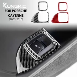 Real Soft Carbon Fiber For Porsche Cayenne 2003 2004 2005 2006 2007 2008 2009 2010 Car Trunk Button Sticker Interior Accessories