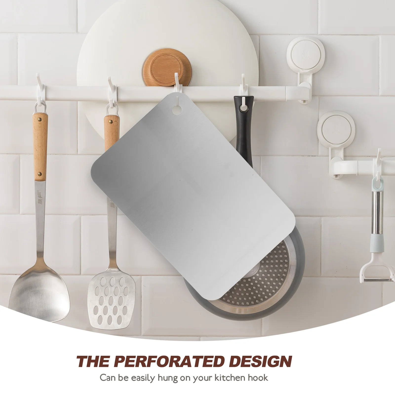 

Stainless Steel Cutting Board 30x20cm Square Double Sided Kitchen Chopping Board Vegetable Meat Pizza Non Slip Easy Clean