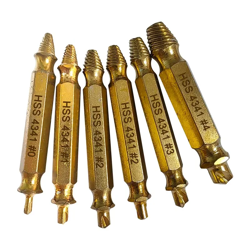 

6pc HSS Extractor Double Head Screw Slide Tooth Removal Screwdriver Screwdriver Bit Broken Wire Tool Set