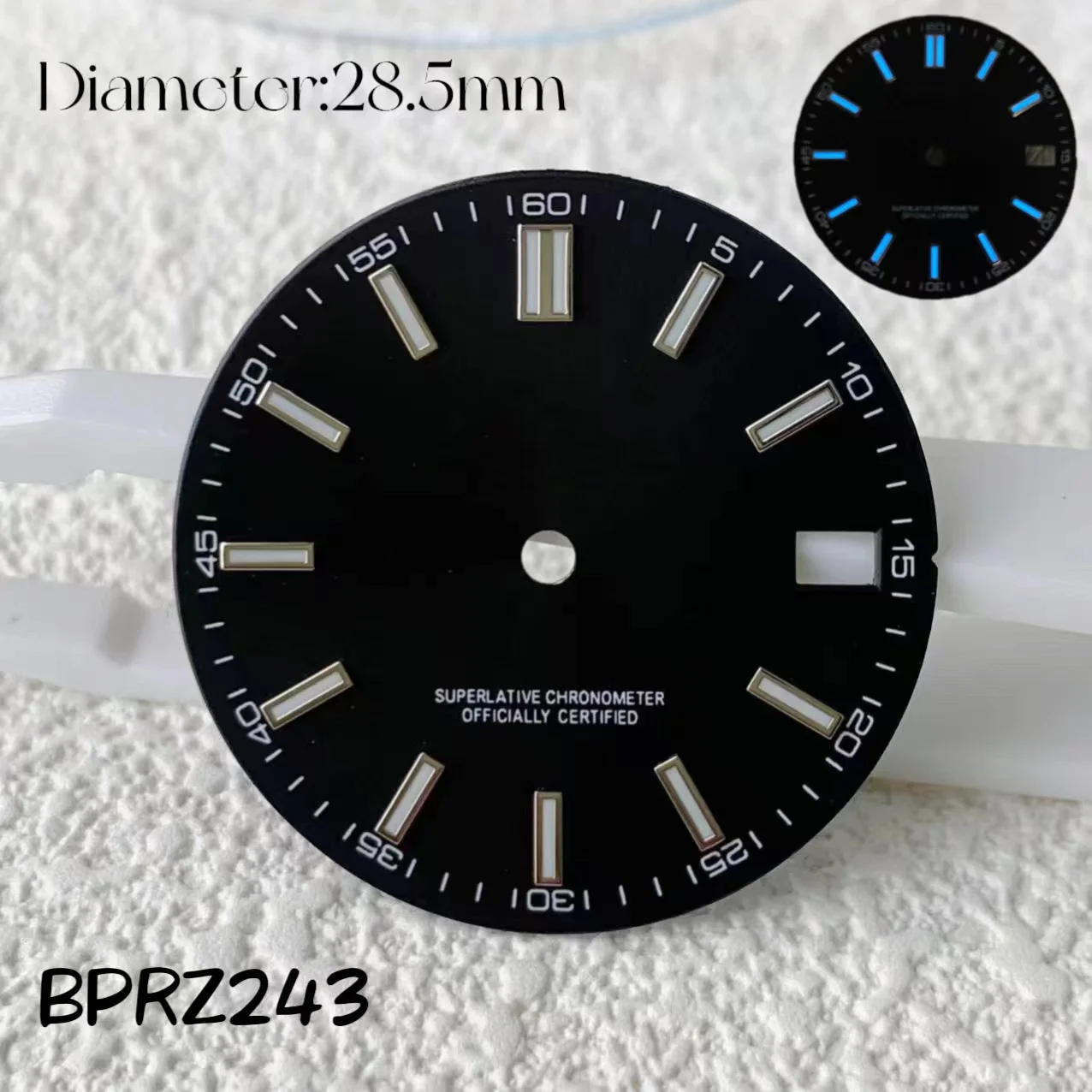 Hot Sales 28.5mm NH35 S Logo Date Blue Luminous Dial Suitable For NH35 Automatic Movement 29mm S Dial Modification Parts