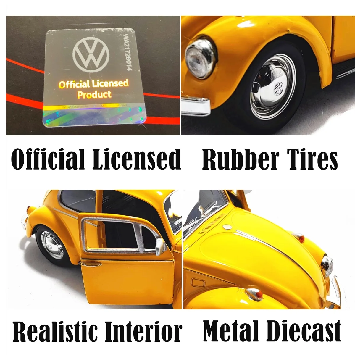VW Beetle 1967 1:36 Scale with Acrylic Case, Pullback Toy Car Model Diecast Vehicle Replica Xmas Gift Kid Boy Toy