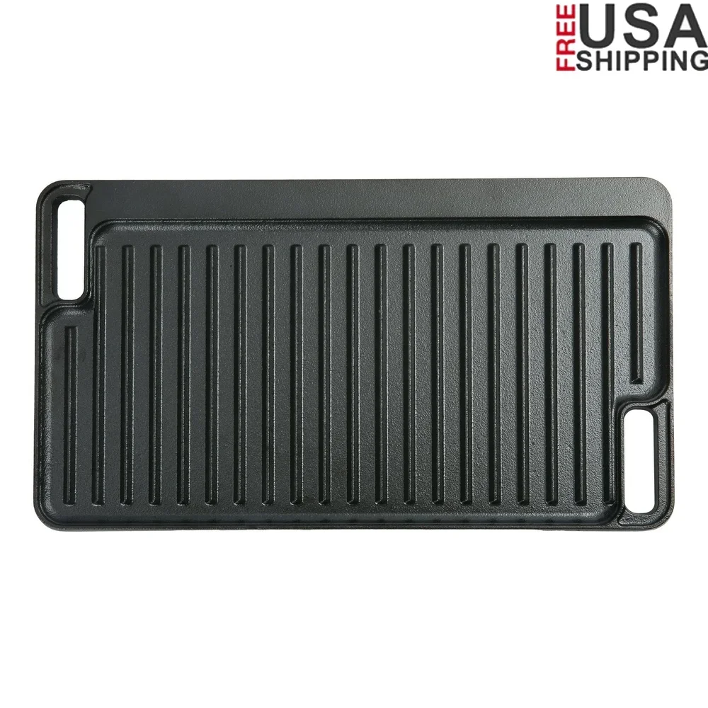 

Роскошная литая алюминиевая двусторонняя решетка для гриля, антипригарная прочная кухонная поверхность, удобная ручка, идеальное использование в помещении и на открытом воздухе