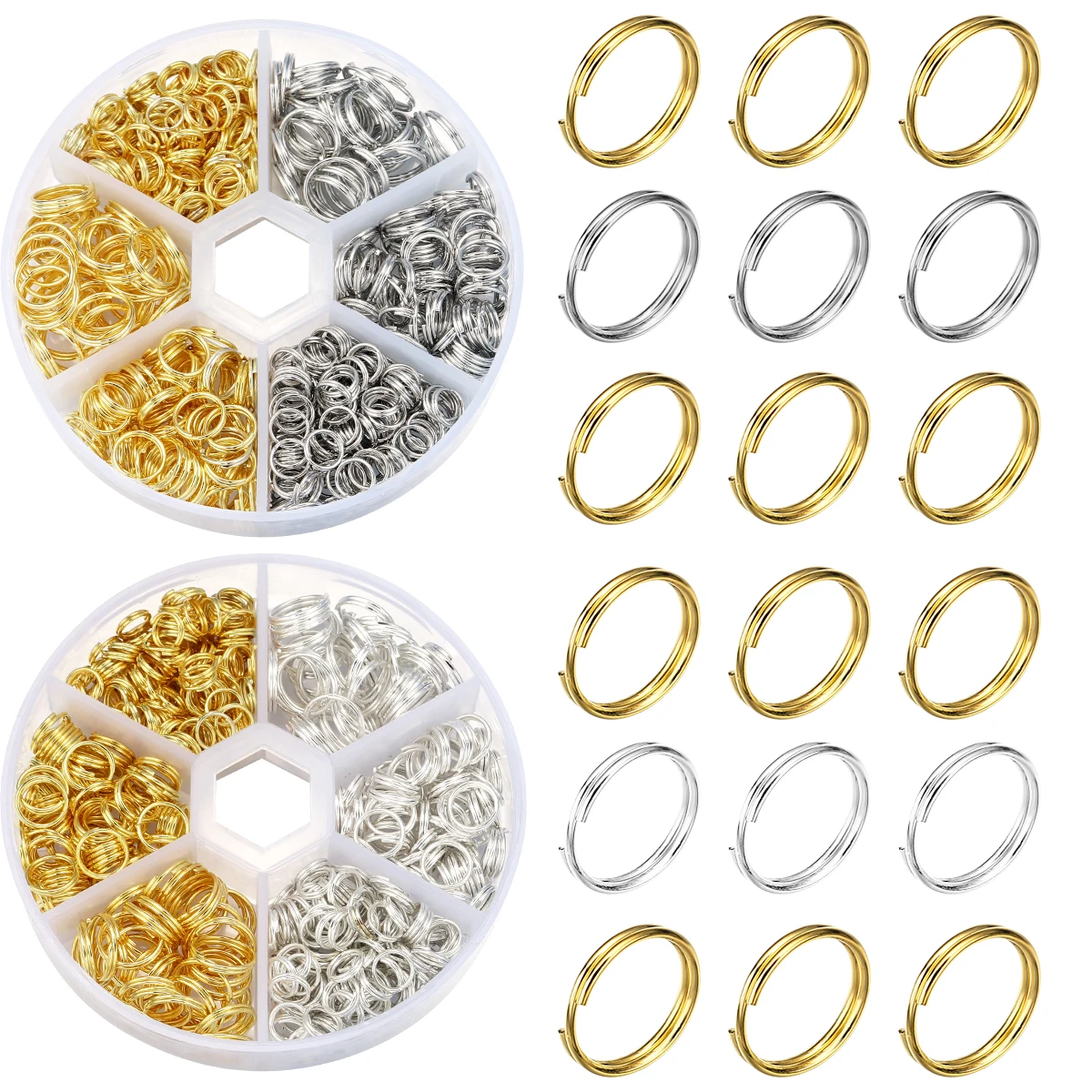 200-690 Stück/Box 4-12mm Metall-Spaltringe Doppelschlaufen-Set Schmuckherstellungs-Kit DIY Armband Halsketten Zubehör – Detail 3