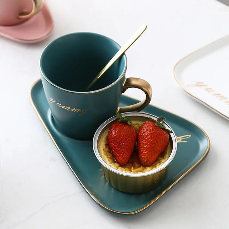 

Ceramic Mug Coffee Cup and Saucer Set Dessert Afternoon Tea Cutlery with Tray Spoon Luxury Phnom Penh and Simple Creative Mugs